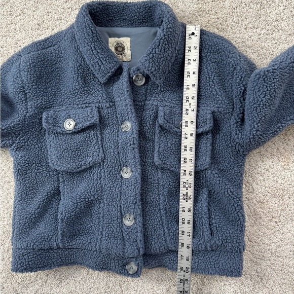 Ashley Vintage Charm Blue Cropped Teddy Fleece Sherpa Jacket Medium - Picture 7 of 7